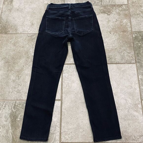 AGOLDE Riley Crop Jeans 24x26 High Rise Straight Black Stretch Denim EUC - Picture 10 of 11